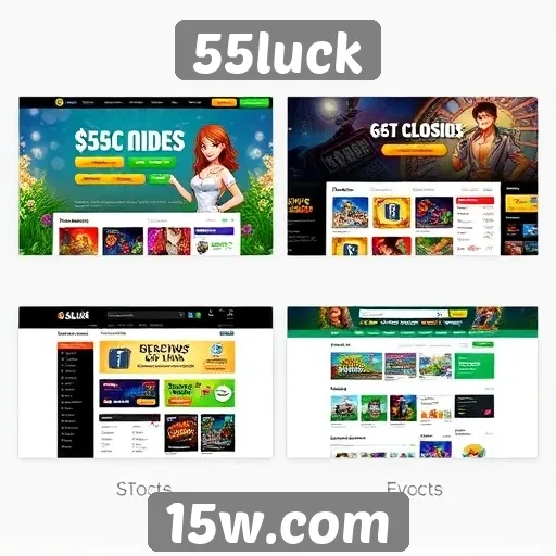 Evolução da interface do site 55luck ao longo do tempo